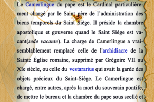 Qui est le Camerlingue du Pape?